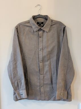 Men's Medium BR Gray Suede Button-Up Shirt